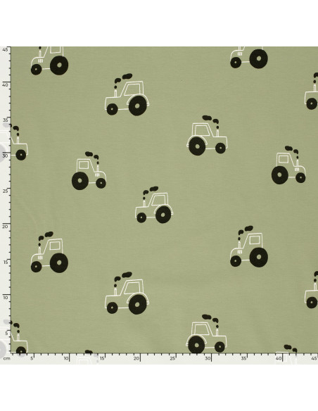 Jerseytyg Ljusgrön med traktorer