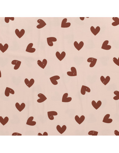 Jerseytyg ljusrosa med hjärtan