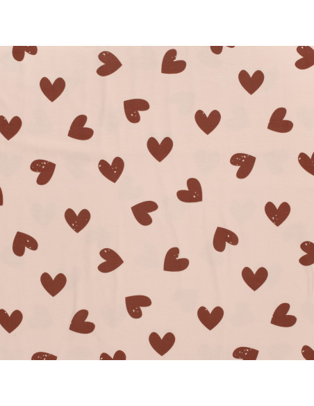 Jerseytyg ljusrosa med hjärtan