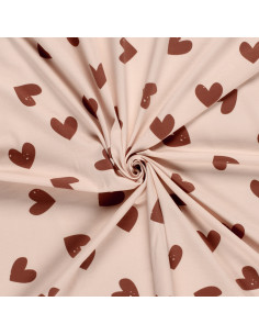 Jerseytyg ljusrosa med hjärtan