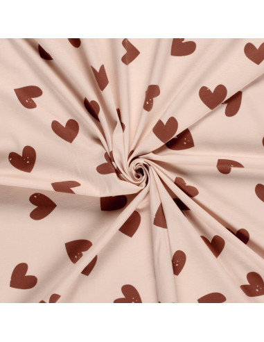 Jerseytyg ljusrosa med hjärtan