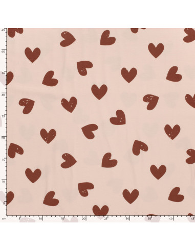 Jerseytyg ljusrosa med hjärtan