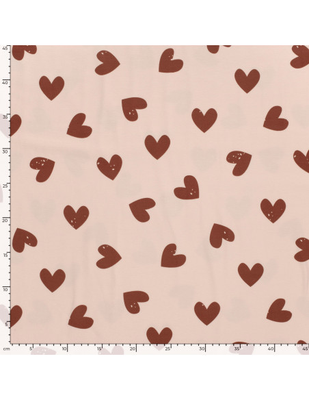 Jerseytyg ljusrosa med hjärtan