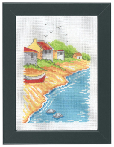 Broderiskit Strand hus 18x13cm