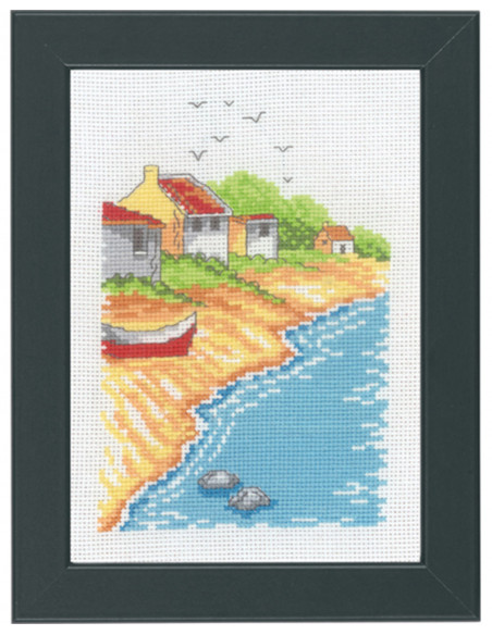 Broderiskit Strand hus 18x13cm