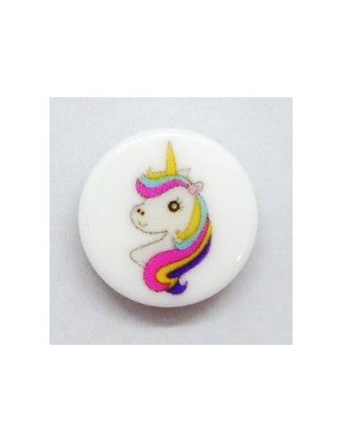 Knapp 15mm vit med enhörning