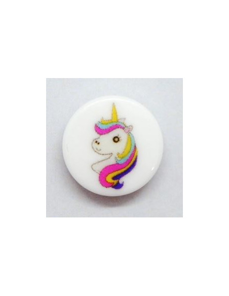 Knapp 15mm vit med enhörning