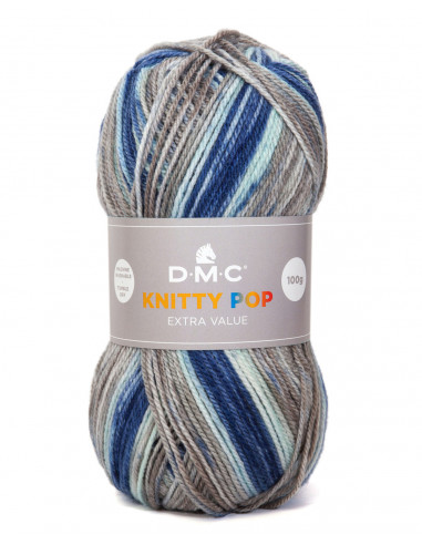 Knitty Pop 480 Blå/Turkos/Grå