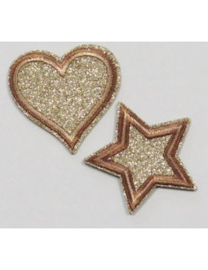 Tygmärke Stjärna + Hjärta Guld