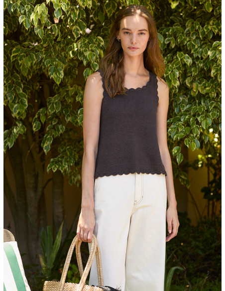 Stickbeskrivning Roselyn Top Tynn Line