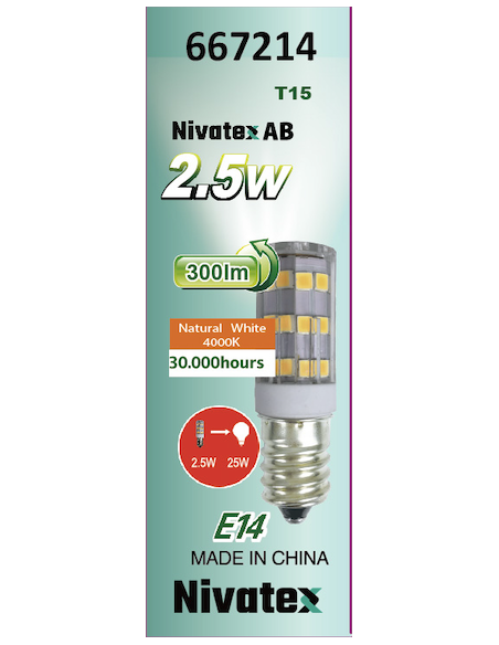 Symaskinslampa LED E14 2,5w 55x186