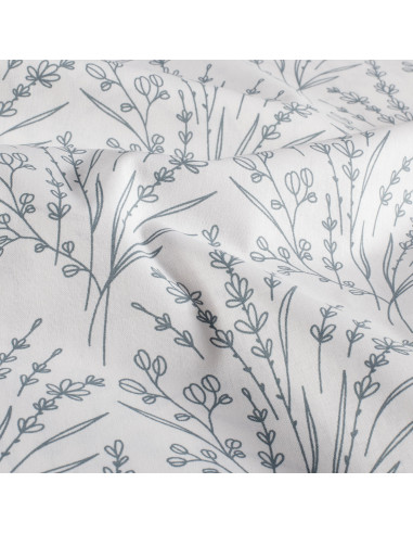 Bomullspoplin m blågröna blommor