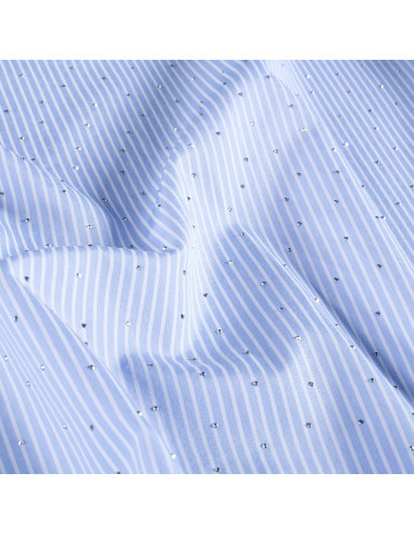Bomull/polyestertyg Blå ränder med stenar