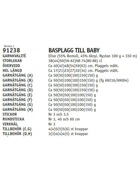 Stickbeskrivning 91238 Elise