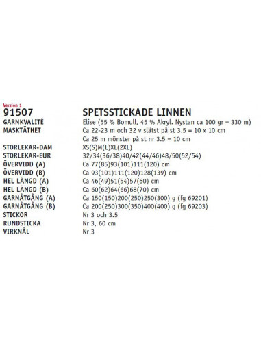 Stickbeskrivning 91507 Elise