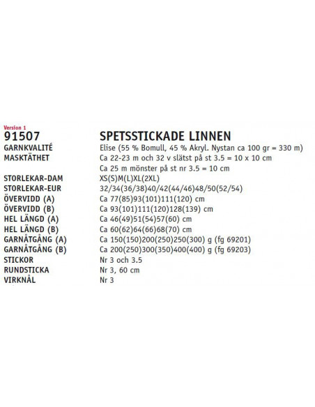 Stickbeskrivning 91507 Elise