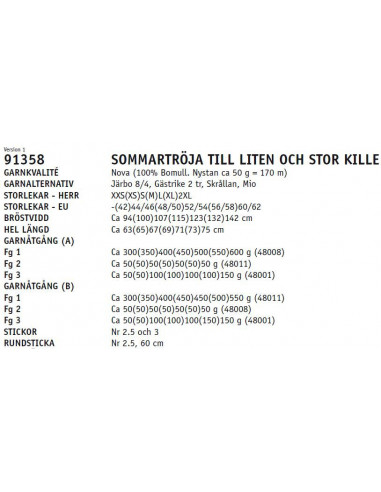 Stickbeskrivning 91358 Nova