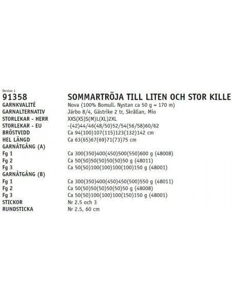 Stickbeskrivning 91358 Nova