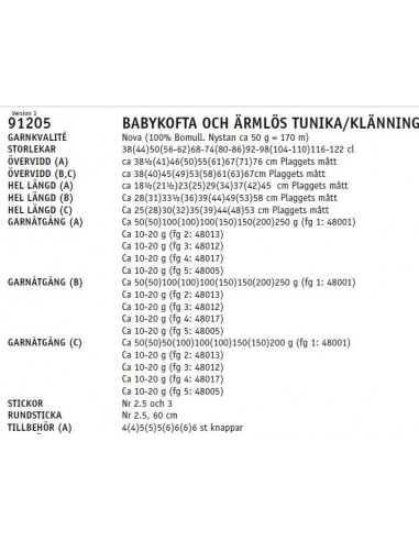Stickbeskrivning 91205 Nova