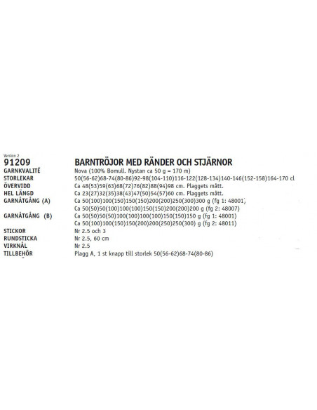 Stickbeskrivning 91209 Nova