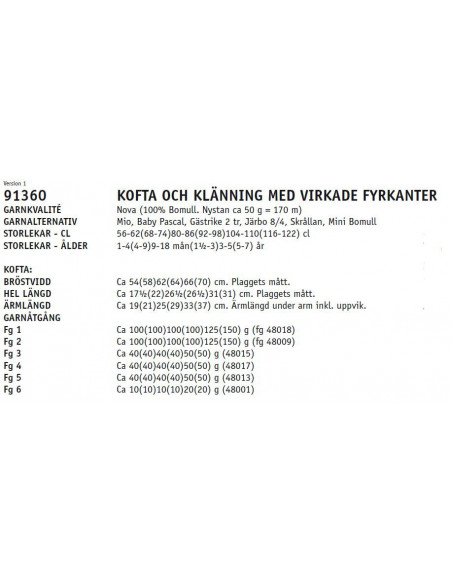 Stickbeskrivning 91360 Nova