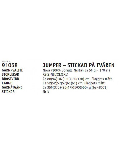 Stickbeskrivning 91068 Nova