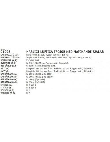 Stickbeskrivning 91098 Nova