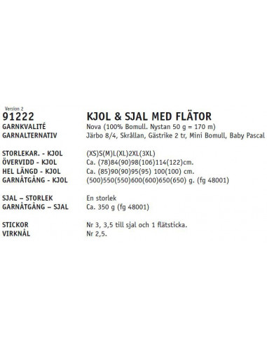 Stickbeskrivning 91222 Nova