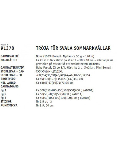 Stickbeskrivning 91378 Nova