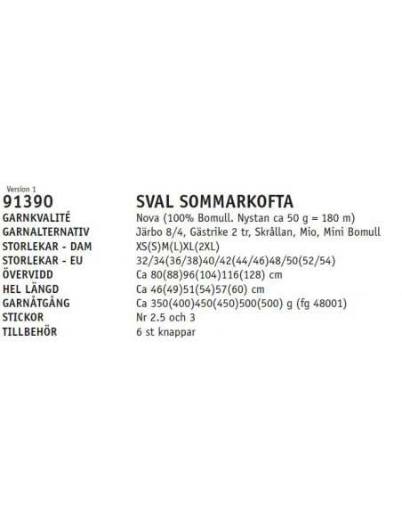 Stickbeskrivning 91390 Nova