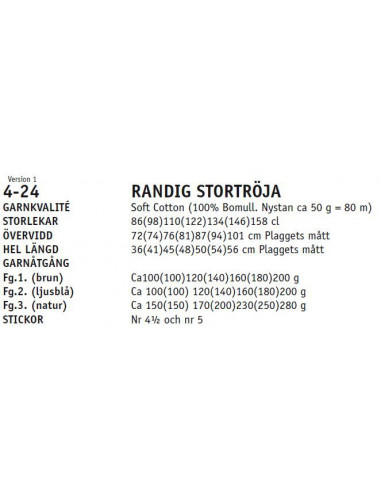 Stickbeskrivning 424 Soft Cotton