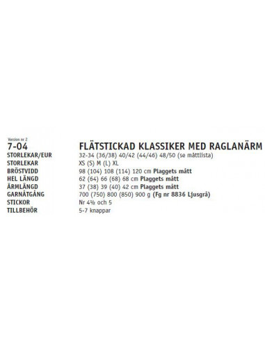 Stickbeskrivning 704 Soft Cotton