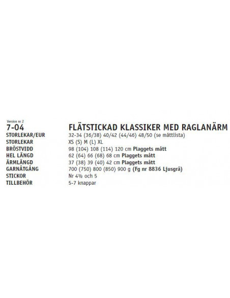 Stickbeskrivning 704 Soft Cotton