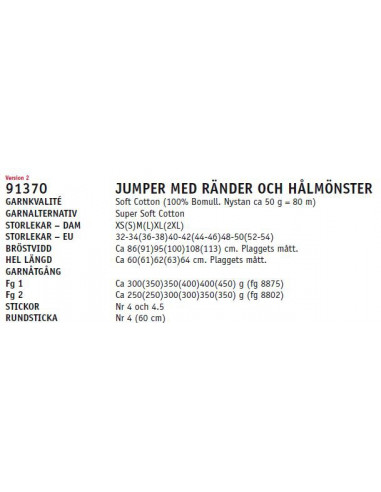 Stickbeskrivning 91370 Soft Cotton