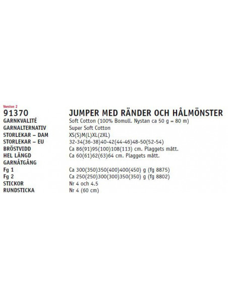 Stickbeskrivning 91370 Soft Cotton