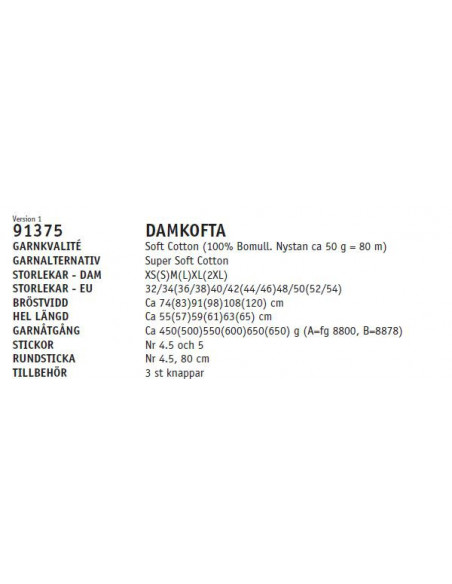 Stickbeskrivning 91375 Soft Cotton