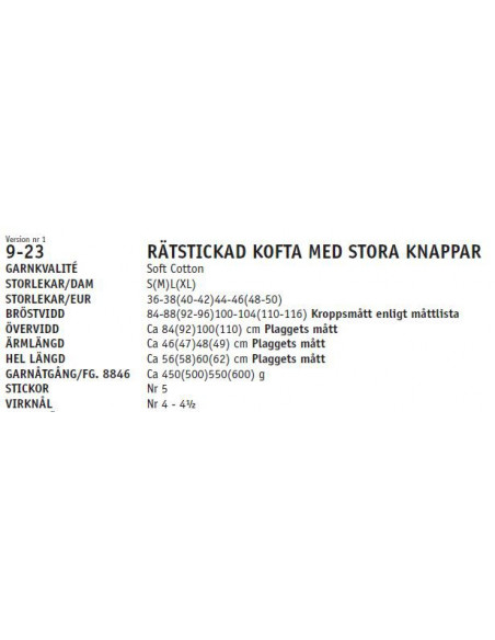 Stickbeskrivning 923 Soft Cotton