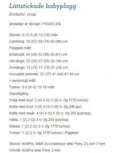 Stickbeskrivning 11041 Piggelen 2