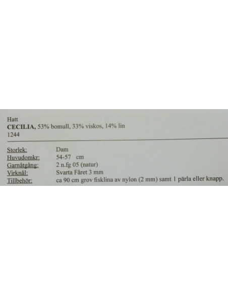 Stickbeskrivning 1244 Cecilia