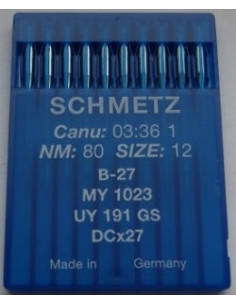 Symaskinsnål Rundkolvsnål B27 Size 80 Schmetz
