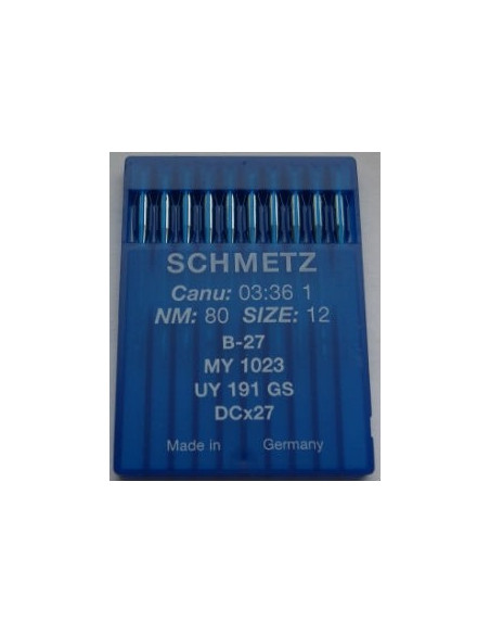 Symaskinsnål Rundkolvsnål B27 Size 80 Schmetz
