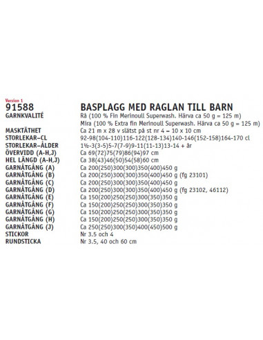 Stickbeskrivning 91588 Mira