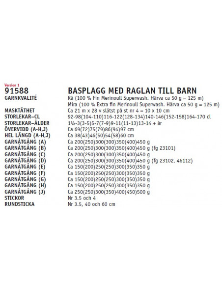 Stickbeskrivning 91588 Mira