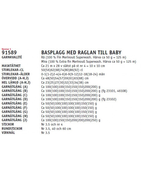 Stickbeskrivning 91589 Mira