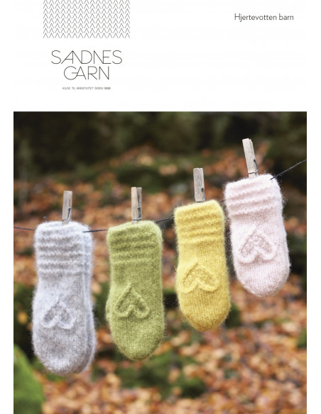 Stickbeskrivning Hjertevotter barn Norsk text
