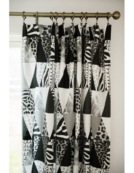 Tyg Gardin Loneta Geomatric grå Bom/poly