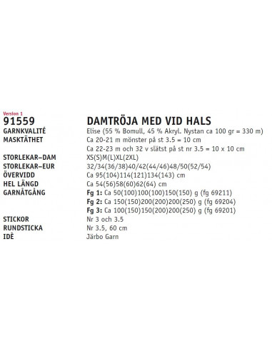 Stickbeskrivning 91559 Elise