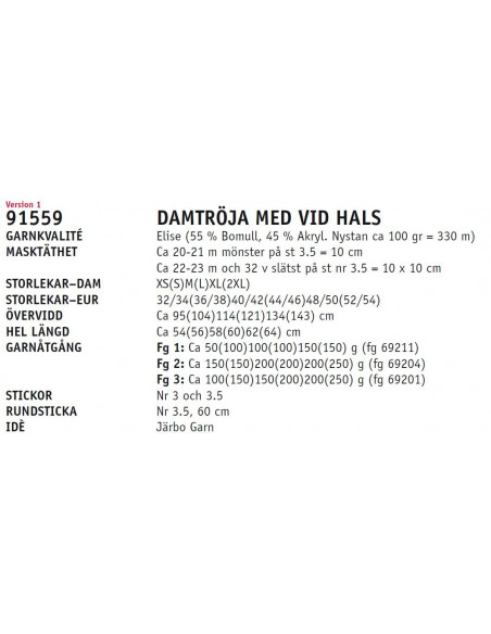 Stickbeskrivning 91559 Elise