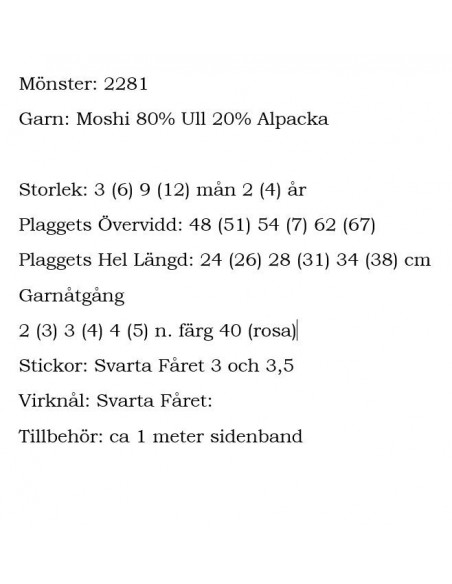 Stickbeskrivning 2281 Moshi