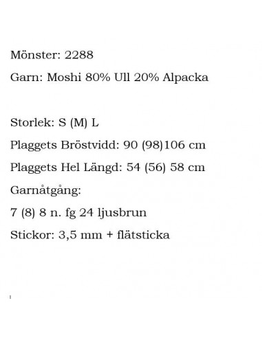 Stickbeskrivning 2288 Moshi